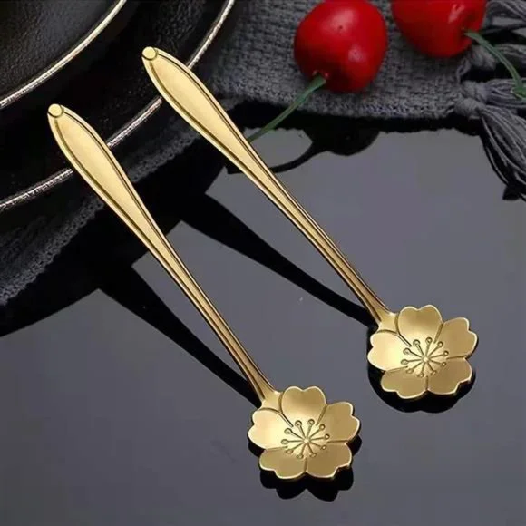 8 Pieces Stainless Steel Flower Coffee Spoon, Demitasse Espresso Spoons